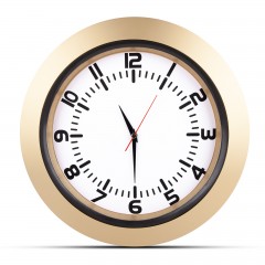 UMAY ALTIN-BEYAZ PLASTİK KASA DUVAR SAATİ (350 MM)