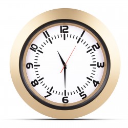 UMAY ALTIN-BEYAZ PLASTİK KASA DUVAR SAATİ (350 MM)