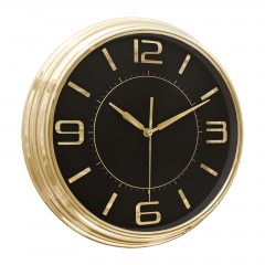 SEZAR401 SİYAH-ALTIN METALİZE ÇERÇEVE DUVAR SAATİ (380 MM)