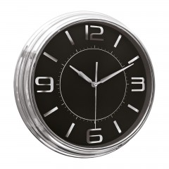 SEZAR401 SİYAH-GÜMÜŞ METALİZE ÇERÇEVE DUVAR SAATİ (380 MM)