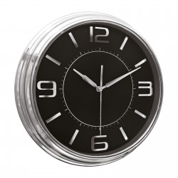 SEZAR401 SİYAH-GÜMÜŞ METALİZE ÇERÇEVE DUVAR SAATİ (380 MM)