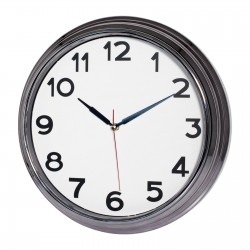 SEZAR401 BEYAZ-FÜME METALİZE ÇERÇEVE DUVAR SAATİ (380 MM)