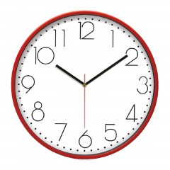 PAN164 KIRMIZI PLASTİK ÇERÇEVE DUVAR SAATİ (380 MM)